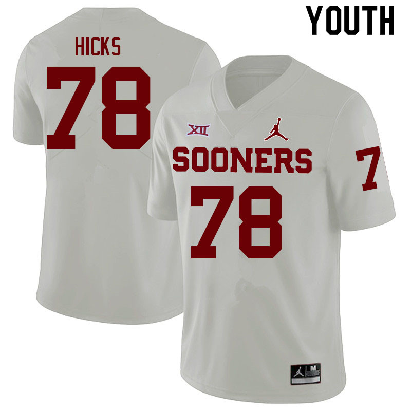 Youth #78 Marcus Hicks Oklahoma Sooners College Football Jerseys Sale-White